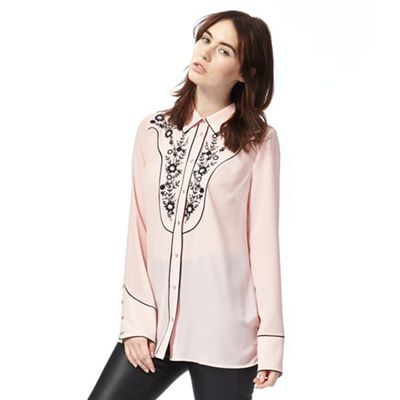 Pink embroidered western blouse